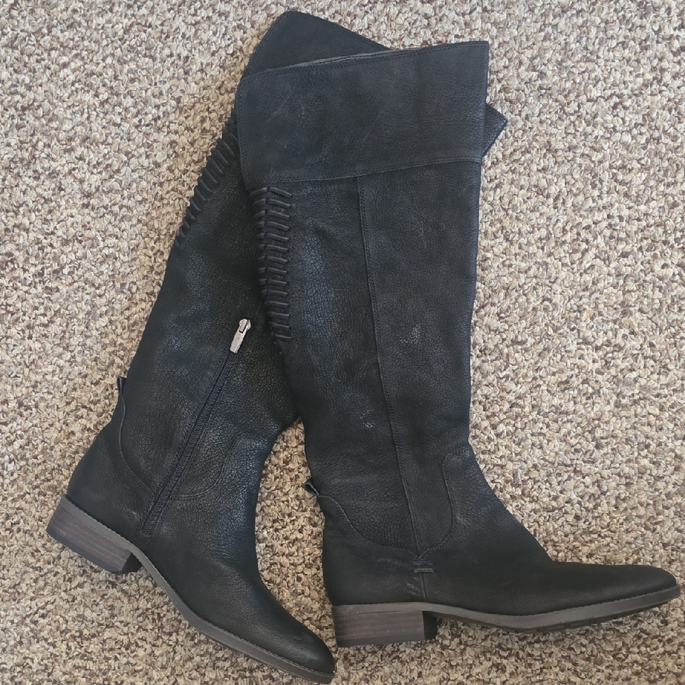 Vince Camuto Black Women's Knee-High Riding Boots Leather